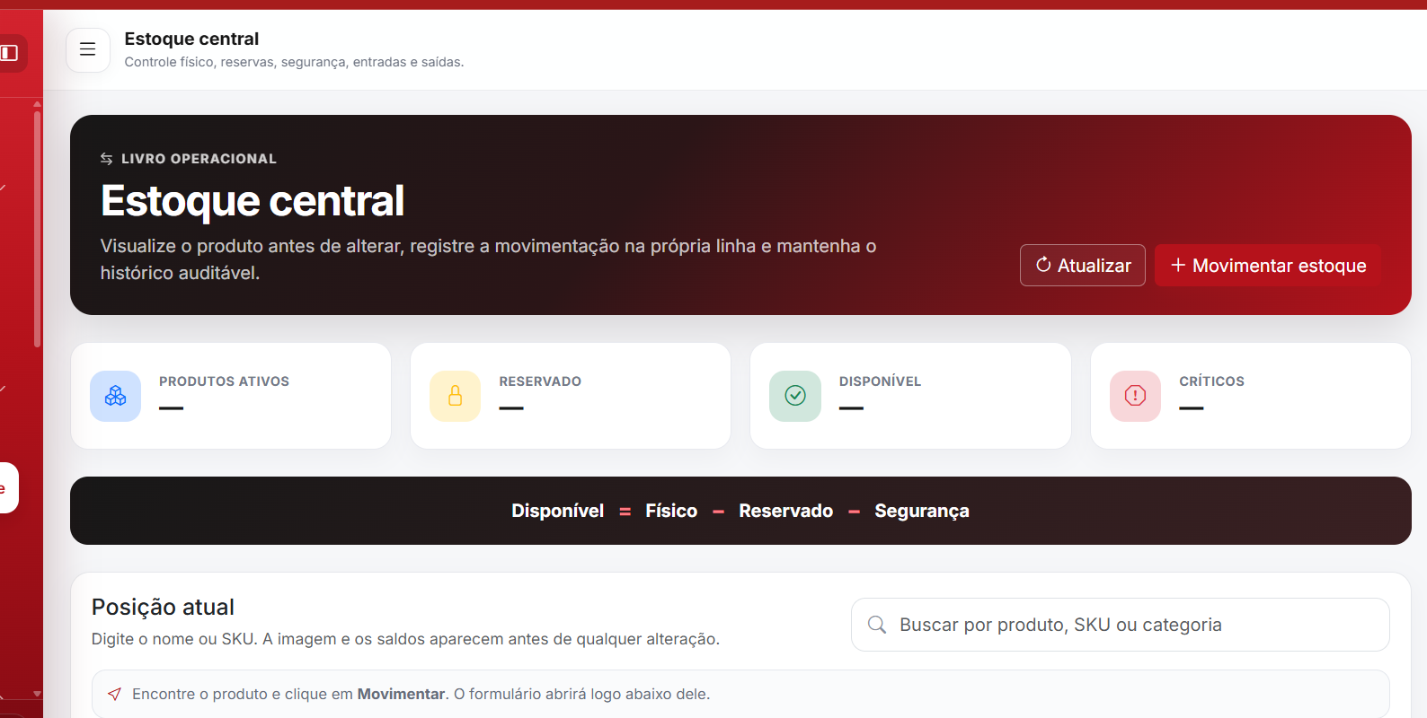 Estoque Central real
