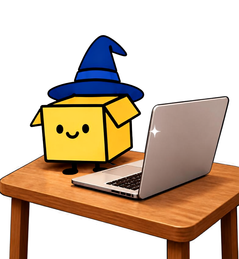 Mascote do Mágico Estoque no notebook